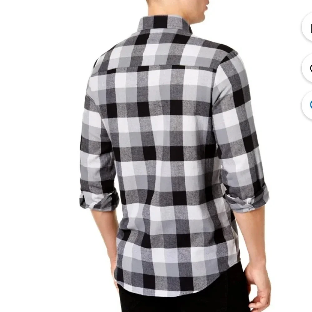 Club Room Men’s Buffalo Buttom Down Flannel Shirt Color Gray Size M Plaid - Picture 12 of 12